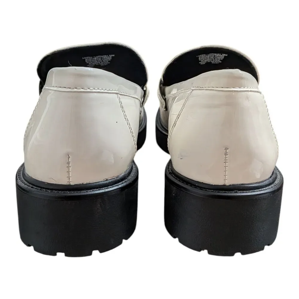 Steve Madden Lotto White & Black Chunky Patent Loafers Women's Size 10 Comfort